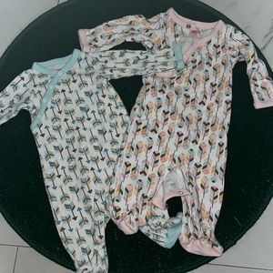 Bundle Of 2 Skip Hop 100% Cotton Button Snap Onesies With Foldable Hand Covers